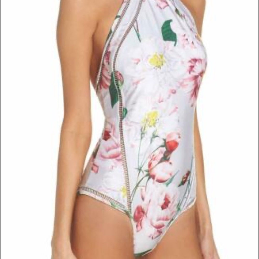 Ted Baker Iguaza Print One Piece Halter Swimsuit